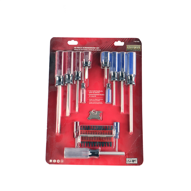 40 Pc Transparent Handle Pvc Handle Or Acetate Handle Or Color Line Handle Screwdriver Set With Blister Pack