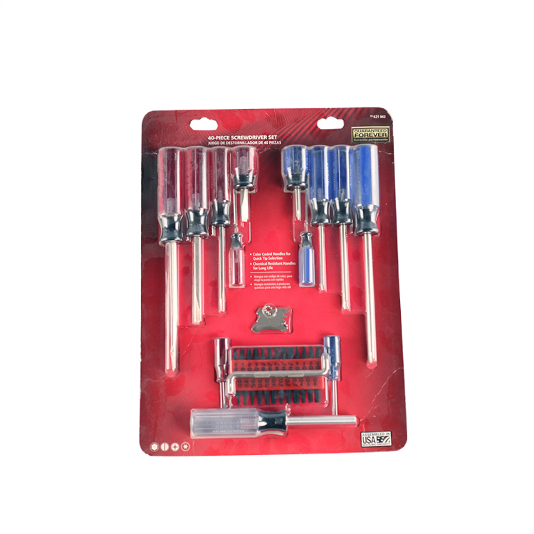 40 Pc Transparent Handle Pvc Handle Or Acetate Handle Or Color Line Handle Screwdriver Set With Blister Pack